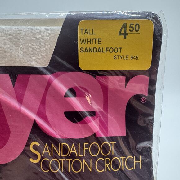 Mayer Bunny Soft Ultra Sheer Control Top Sandalfoot Tall White 80’s Pantyhose - Picture 2 of 5